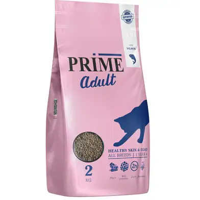 Prime HEALTHY SKIN&COAT сухой корм для кошек с 12 мес здоровая кожа и шерсть, лосось
